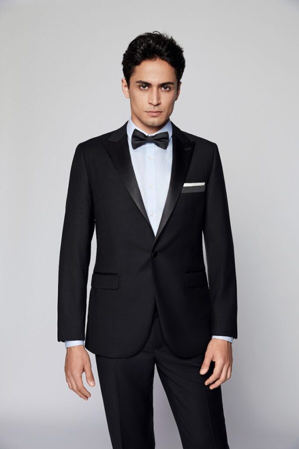 Paul Betenly Trim Black Peak Lapel Tuxedo