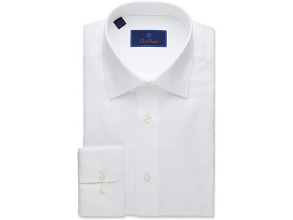 David Donahue Regular Fit White Royal Oxford Dress Shirt