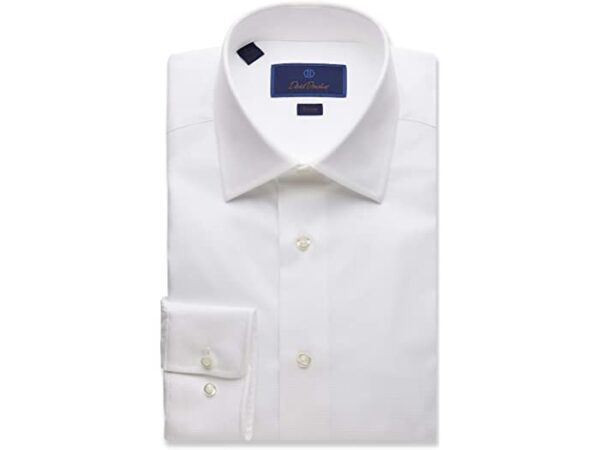 David Donahue Trim White Royal Oxford Dress Shirt